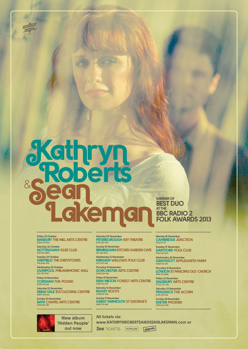 Kathryn Roberts & Sean Lakeman Autumn 2013 Tour Poster